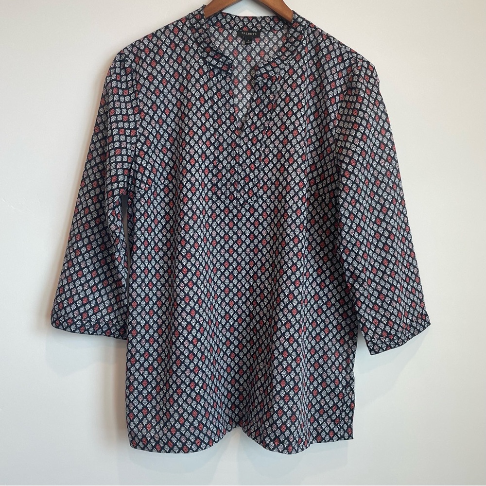 Talbots navy and pink cotton top Size: L